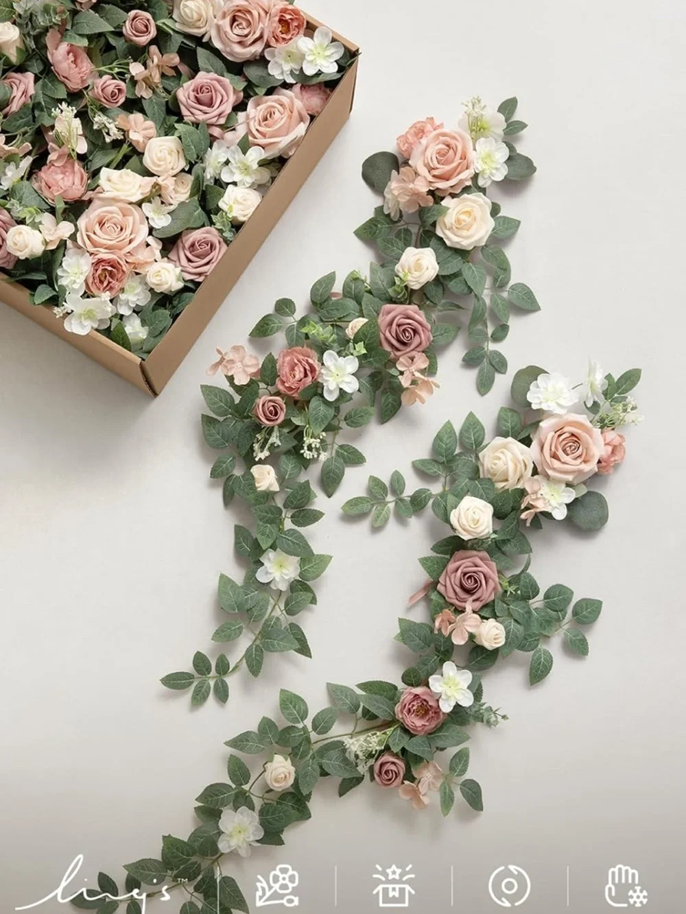 Artificial Rose and Eucalyptus Chair Back Garland - Blush Pink